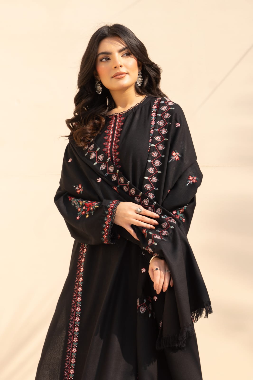 Nirmah Embroidered 3PC Stone Linen Suit