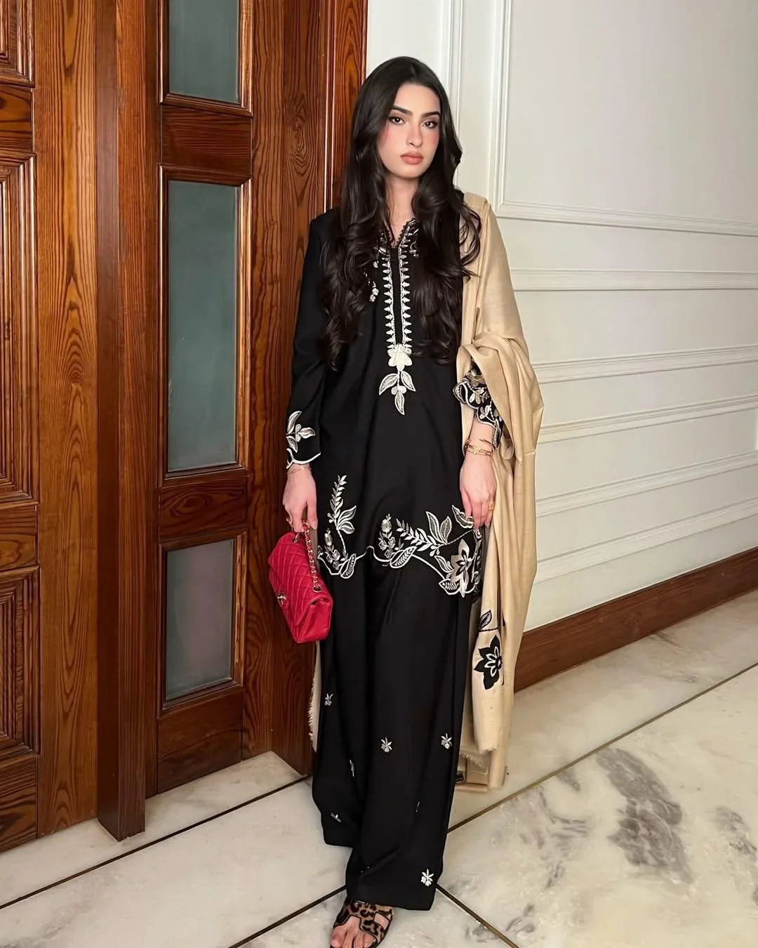 Midnight Embroidered Farshi Shalwar 3PC Premium Lawn