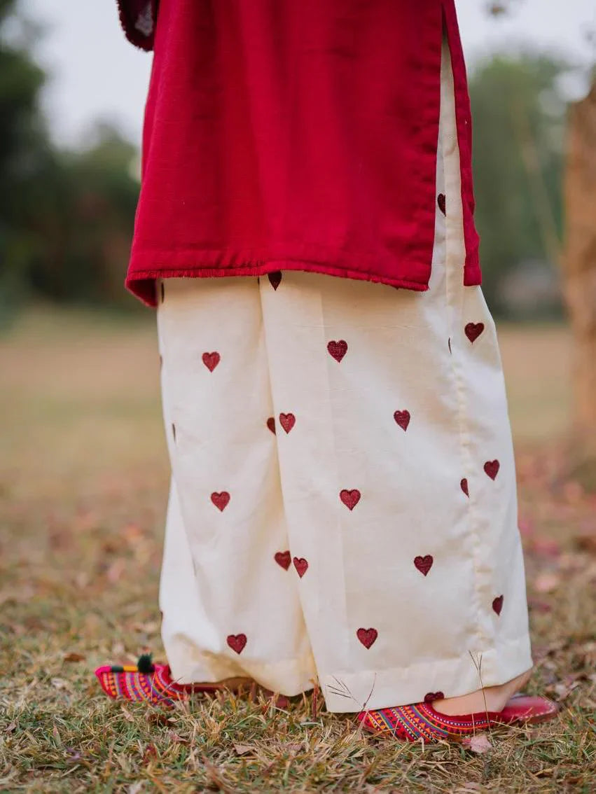 Mehroon Pocket Dhanak Embroidered 2PC Winter Set