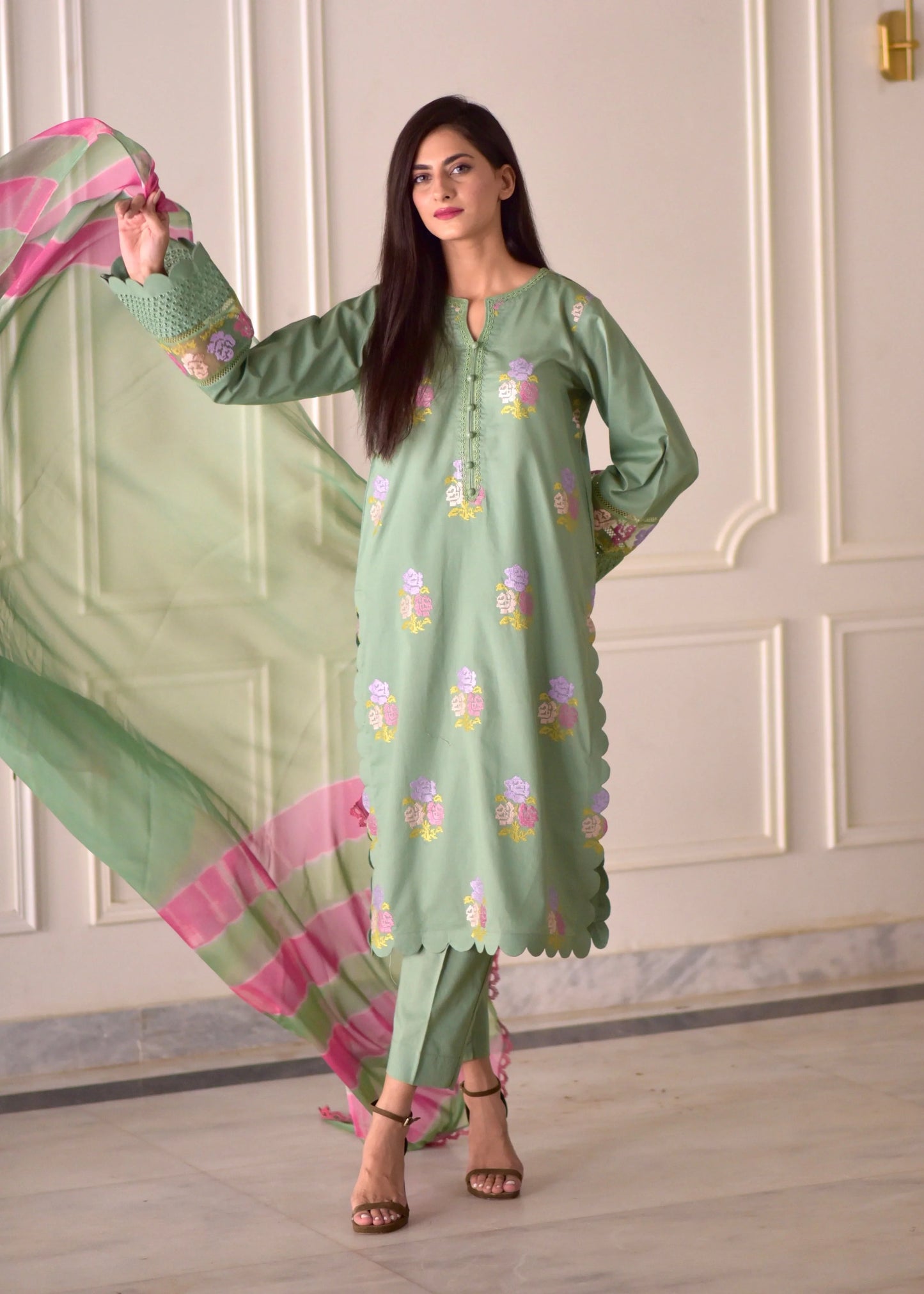 Blossom Embroidered 3PC Premium