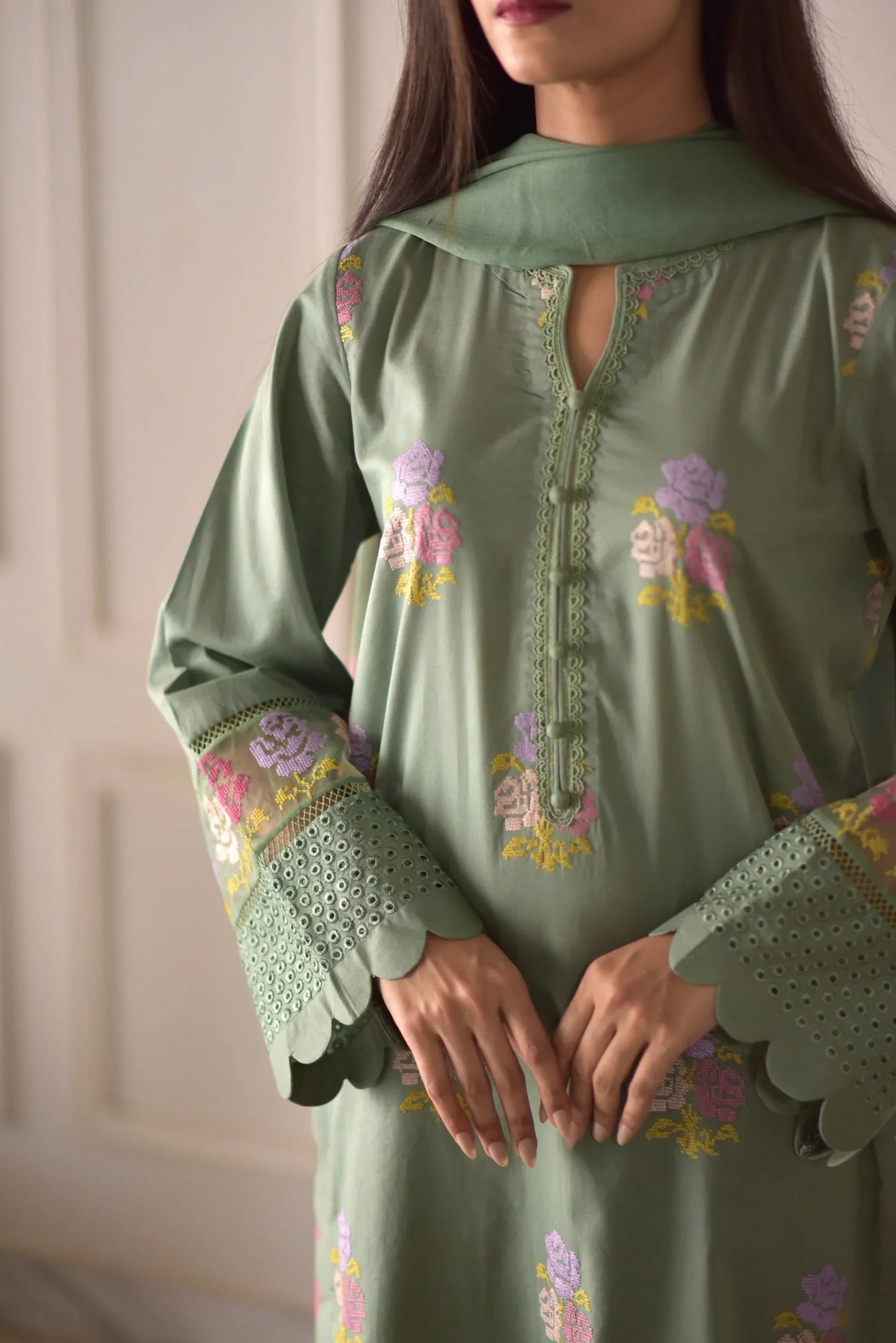 Blossom Embroidered 3PC Premium