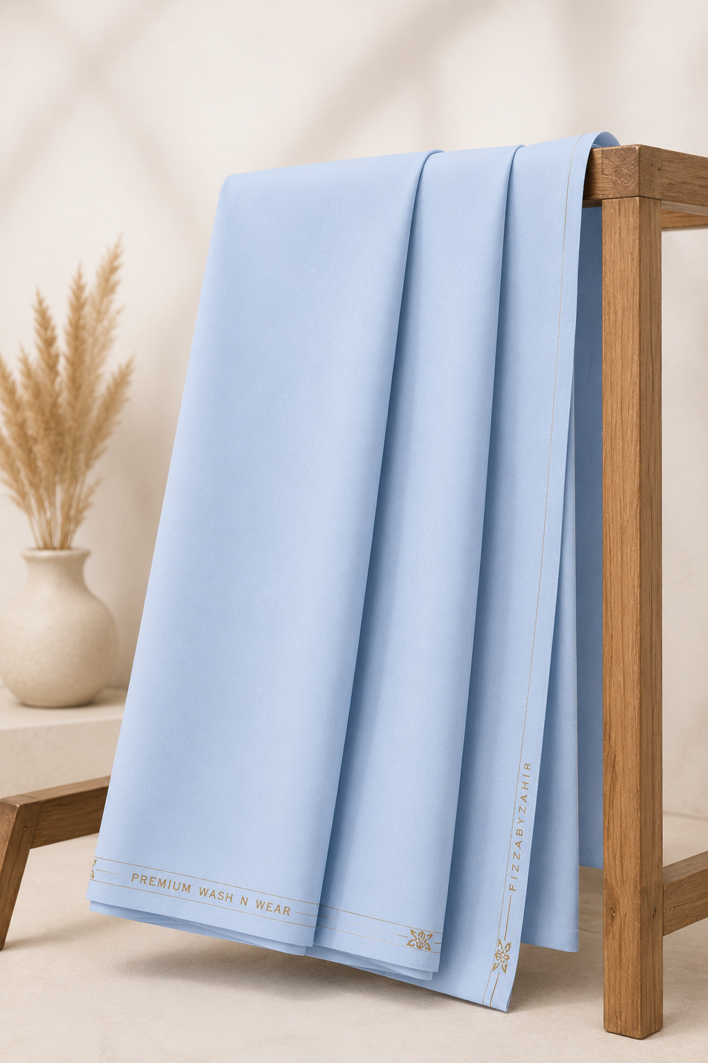 FizzabyZahir Sky Serenity – Premium Sky Blue Wash & Wear Unstitched Shalwar Kameez for Men